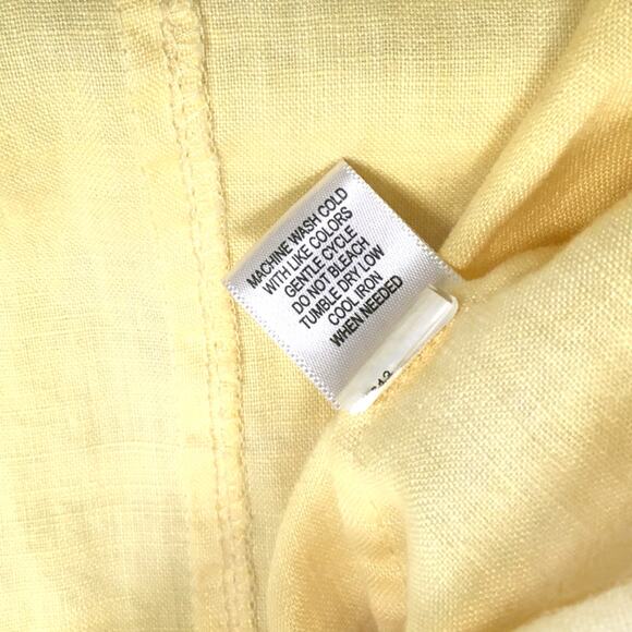 Merona‎ Top 100% Linen Button Front Short Sleeve Camp Shirt Women's M Yellow - Picture 8 of 8